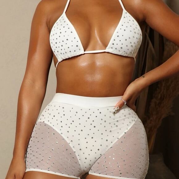 Fashion Nova Other - Rhinestone Rave / Festival / Pool Party Set